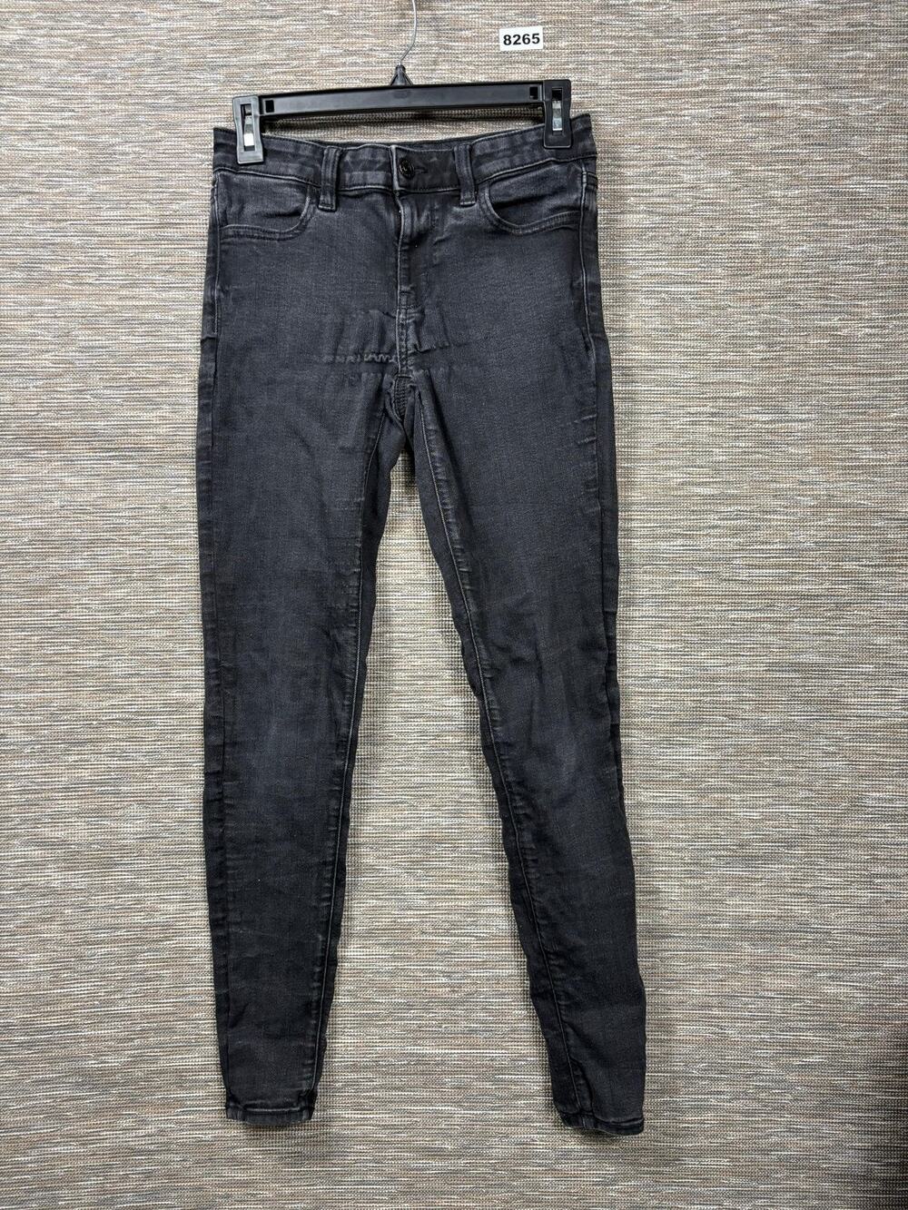 American Eagle Jeans Womens Sz 2 Black Mid Rise Next Level Stretch Skinny Denim
